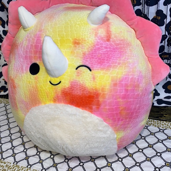 SQUISHMALLOWS JAZWARES TRINITY THE TRICERATOPS DINO HUGE PLUSH PILLOW TOY - Picture 2 of 9
